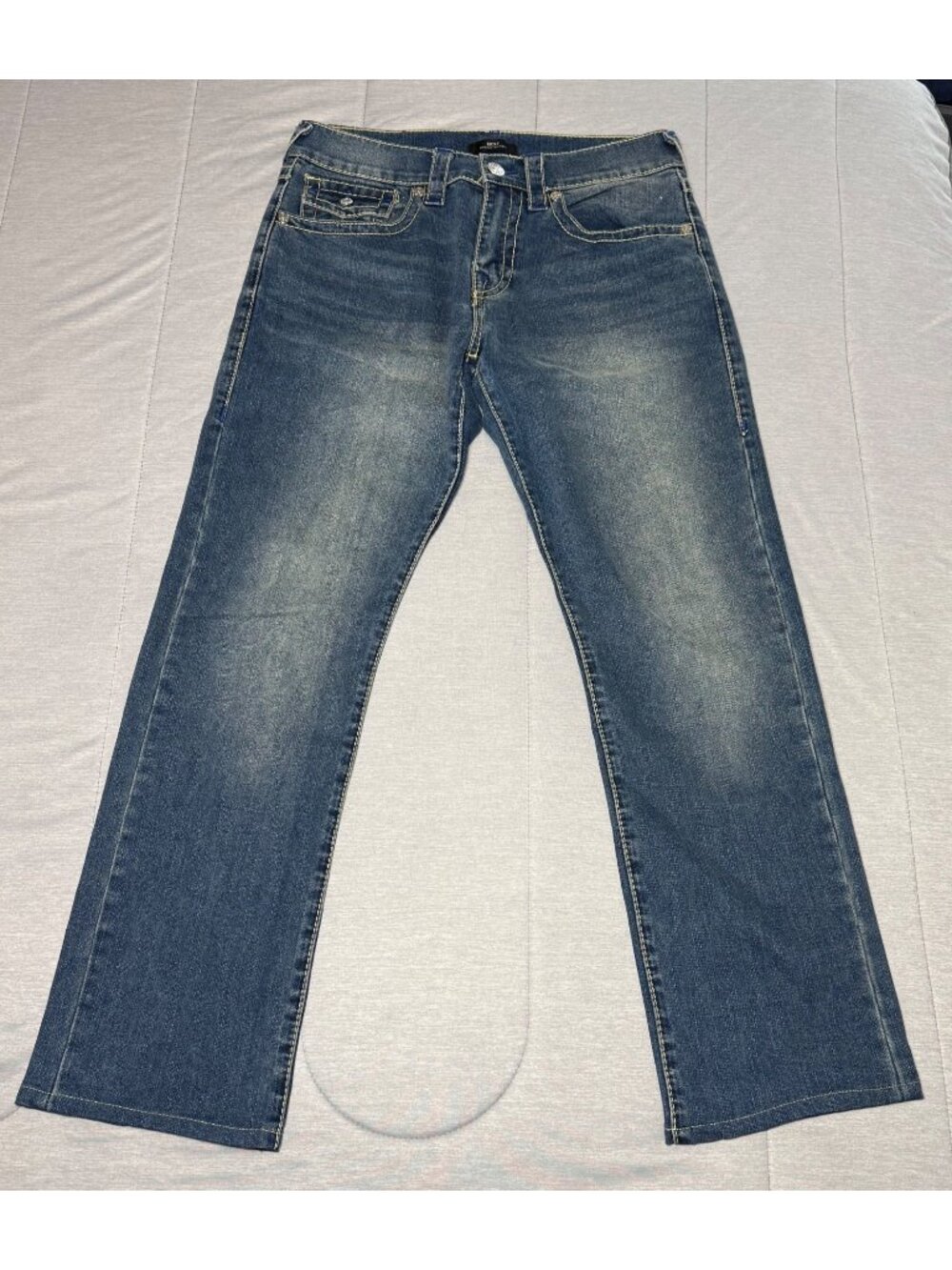 True Religion Mens Ricky Relaxed Straight Jeans Size 32 Blue Denim